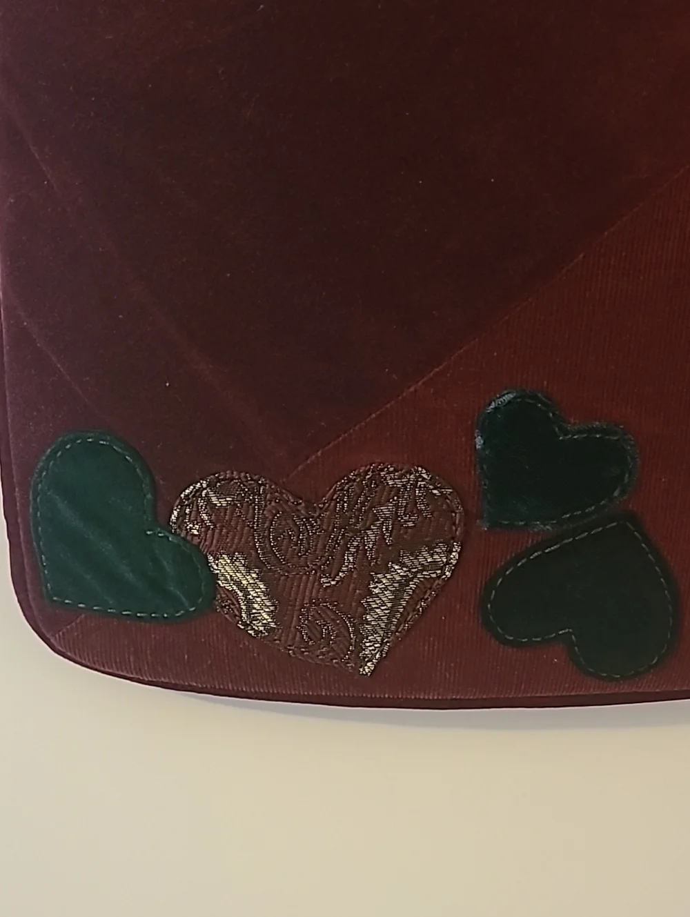 Vtg Y2K Lucky Brand Patchwork Heart Crossbody Boho Velvet Corduroy Laptop Tote